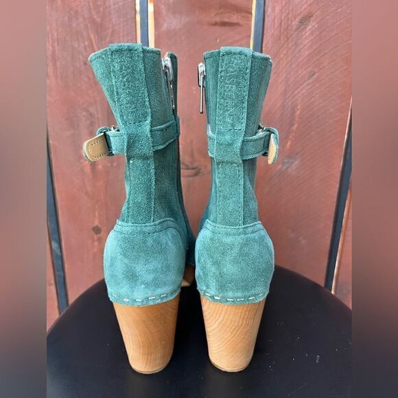 Swedish Hasbeens High-Heeled Jodhpur Boots green suede size 39EU - Picture 5 of 11